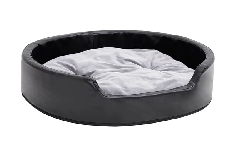 Hundbädd svart och grå 79x70x19 cm plysch och konstläder - Svart - Sport & fritid - För djuren - För hund - Hundmöbler - Hundbädd & hundsäng