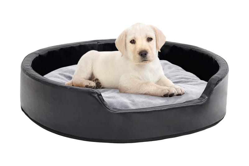Hundbädd svart och grå 79x70x19 cm plysch och konstläder - Svart - Sport & fritid - För djuren - För hund - Hundmöbler - Hundbädd & hundsäng