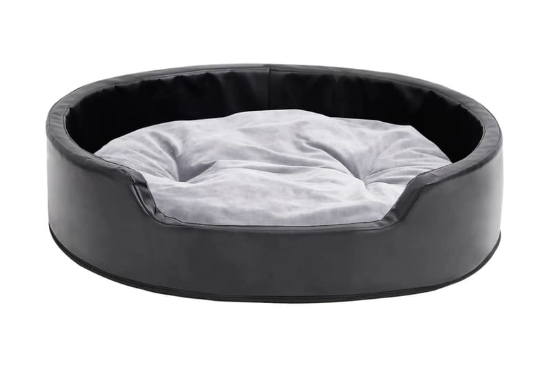 Hundbädd svart och grå 79x70x19 cm plysch och konstläder - Svart - Sport & fritid - För djuren - För hund - Hundmöbler - Hundbädd & hundsäng