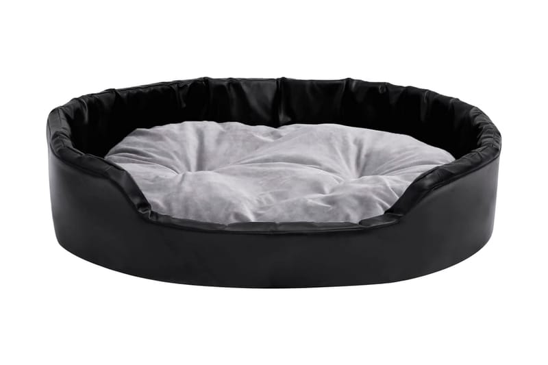 Hundbädd svart och grå 90x79x20 cm plysch och konstläder - Svart - Sport & fritid - För djuren - För hund - Hundmöbler - Hundbädd & hundsäng