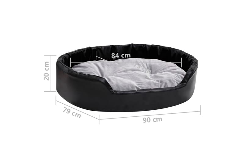 Hundbädd svart och grå 90x79x20 cm plysch och konstläder - Svart - Sport & fritid - För djuren - För hund - Hundmöbler - Hundbädd & hundsäng