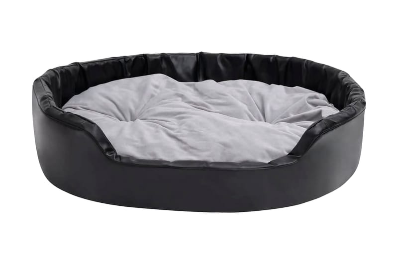 Hundbädd svart och grå 99x89x21 cm plysch och konstläder - Svart - Sport & fritid - För djuren - För hund - Hundmöbler - Hundbädd & hundsäng