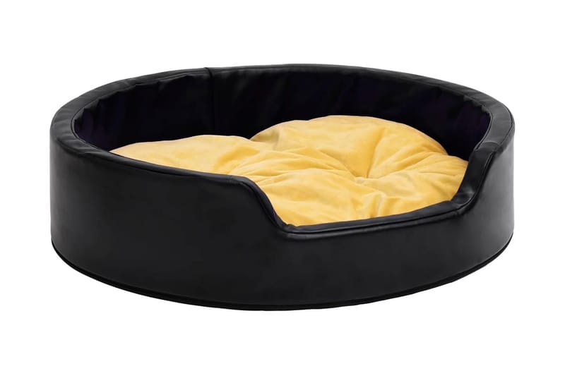 Hundbädd svart och gul 99x89x21 cm plysch och konstläder - Svart - Hundbädd & hundsäng - Hundmöbler