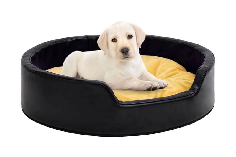Hundbädd svart och gul 99x89x21 cm plysch och konstläder - Svart - Hundbädd & hundsäng - Hundmöbler