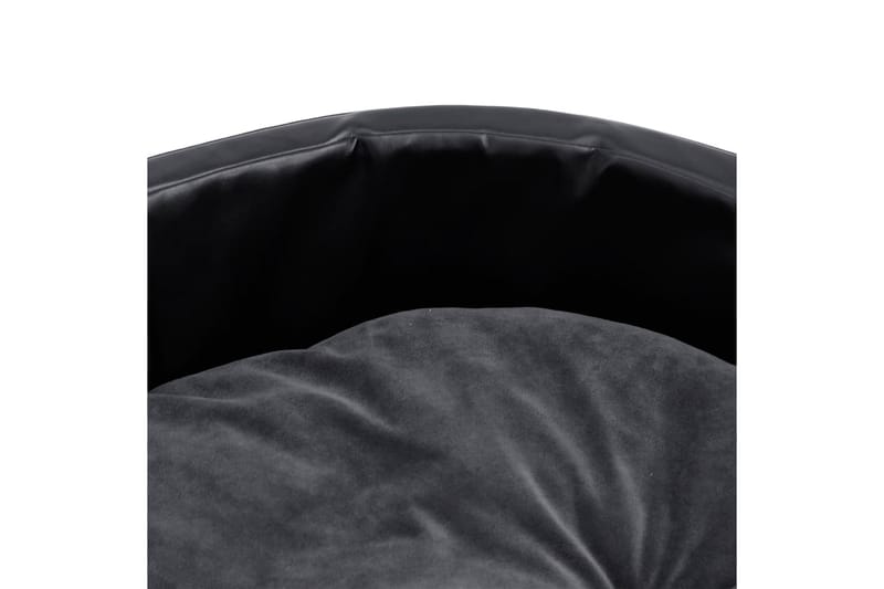 Hundbädd svart och mörkgrå 69x59x19 cm plysch och konstläder - Svart - Hundmöbler - Hundbädd & hundsäng