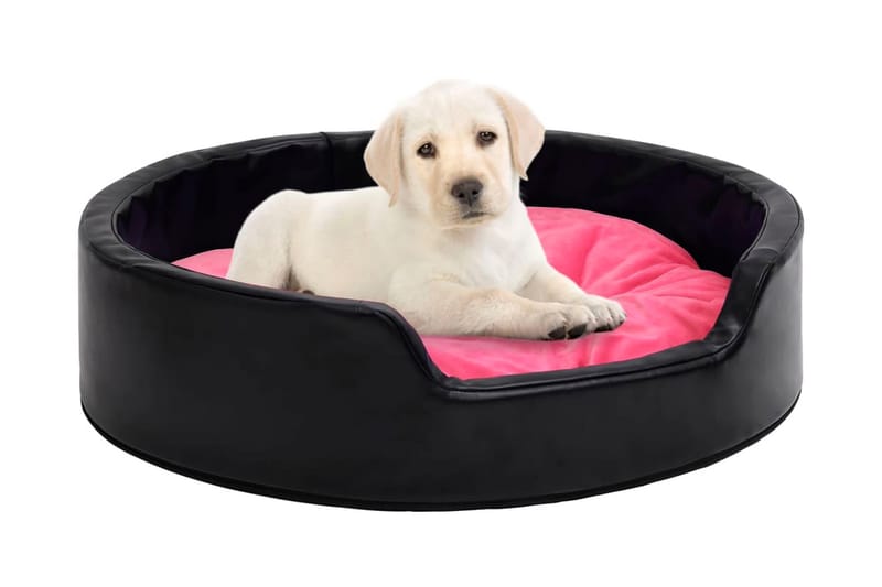 Hundbädd svart och rosa 99x89x21 cm plysch och konstläder - Svart - Hundbädd & hundsäng - Hundmöbler