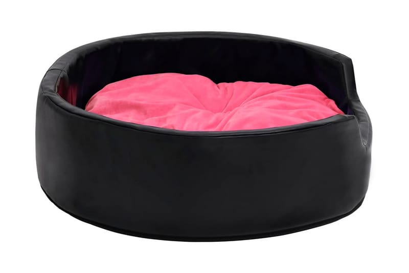 Hundbädd svart och rosa 99x89x21 cm plysch och konstläder - Svart - Hundbädd & hundsäng - Hundmöbler