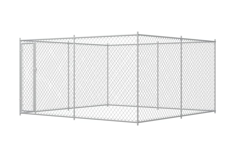 Hundgård för utomhusbruk 383x383x185 cm - Silver - Hundmöbler - Hundkoja & hundgård