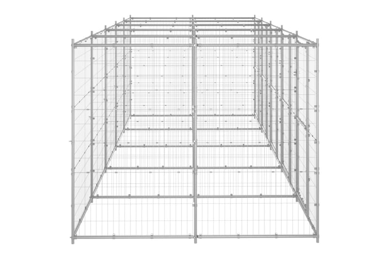 Hundgård för utomhusbruk galvaniserat stål 12,1 m² - Silver - Hundmöbler - Hundgrind & hundstaket - Hundkoja & hundgård