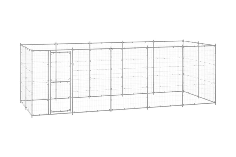 Hundgård för utomhusbruk galvaniserat stål 12,1 m² - Silver - Hundmöbler - Hundkoja & hundgård - Hundgrind & hundstaket