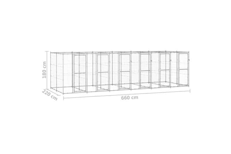 Hundgård för utomhusbruk galvaniserat stål 14,52 m² - Silver - Hundmöbler - Hundgrind & hundstaket - Hundkoja & hundgård