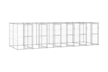 Hundgård för utomhusbruk galvaniserat stål 14,52 m²