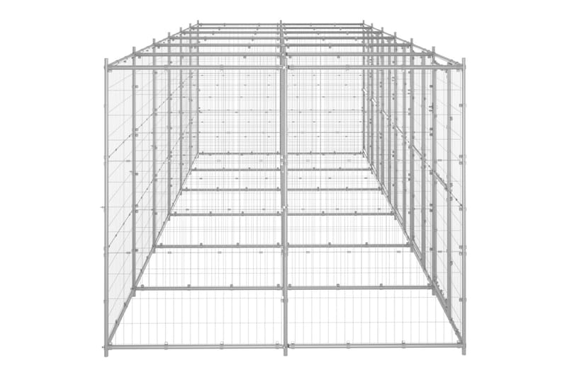 Hundgård för utomhusbruk galvaniserat stål 14,52 m² - Silver - Hundmöbler - Hundgrind & hundstaket - Hundkoja & hundgård