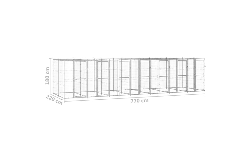 Hundgård för utomhusbruk galvaniserat stål 16,94 m² - Silver - Hundmöbler - Hundgrind & hundstaket - Hundkoja & hundgård