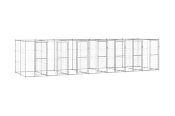 Hundgård för utomhusbruk galvaniserat stål 16,94 m²