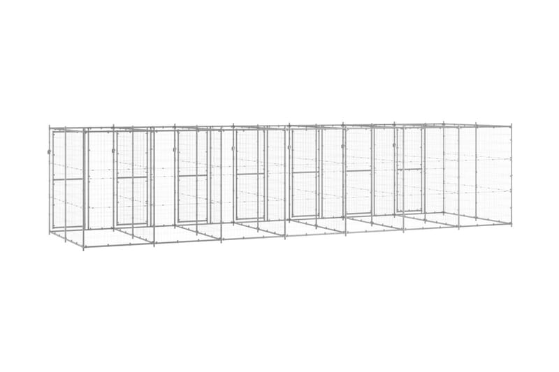 Hundgård för utomhusbruk galvaniserat stål 16,94 m² - Silver - Hundmöbler - Hundgrind & hundstaket - Hundkoja & hundgård