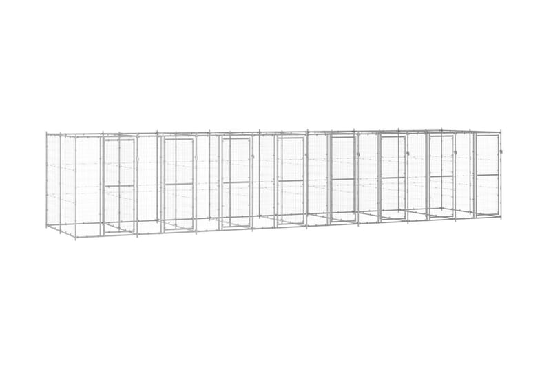 Hundgård för utomhusbruk galvaniserat stål 19,36 m² - Silver - Hundmöbler - Hundgrind & hundstaket - Hundkoja & hundgård