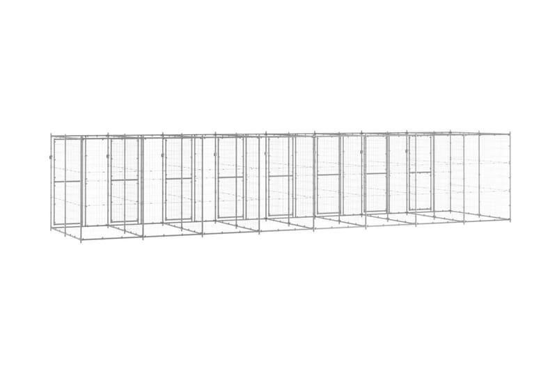Hundgård för utomhusbruk galvaniserat stål 19,36 m² - Silver - Hundmöbler - Hundgrind & hundstaket - Hundkoja & hundgård