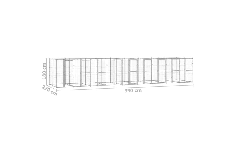 Hundgård för utomhusbruk galvaniserat stål 21,78 m² - Silver - Hundmöbler - Hundgrind & hundstaket - Hundkoja & hundgård