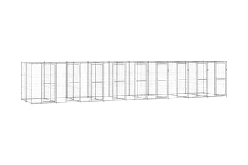 Hundgård för utomhusbruk galvaniserat stål 21,78 m²