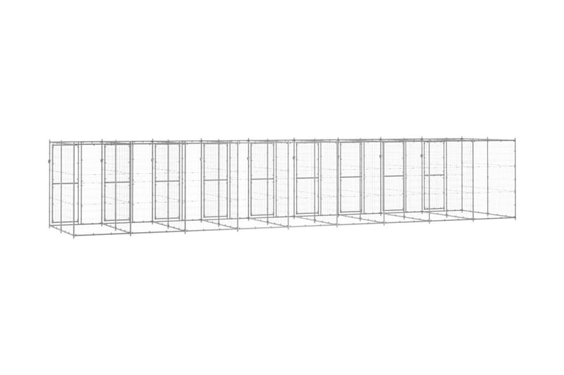 Hundgård för utomhusbruk galvaniserat stål 21,78 m² - Silver - Hundmöbler - Hundgrind & hundstaket - Hundkoja & hundgård