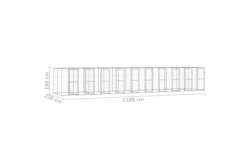 Hundgård för utomhusbruk galvaniserat stål 24,2 m² - Silver - Sport & fritid - För djuren - För hund - Hundmöbler