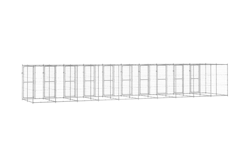 Hundgård för utomhusbruk galvaniserat stål 24,2 m² - Silver - Sport & fritid - För djuren - För hund - Hundmöbler