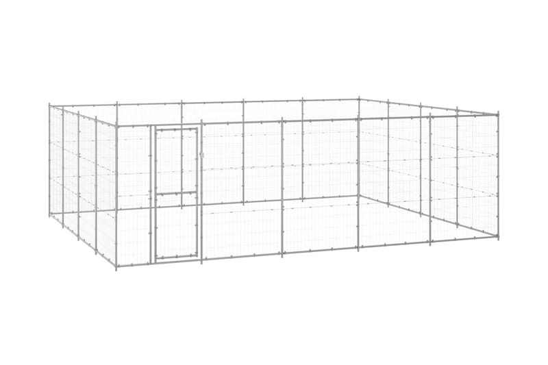 Hundgård för utomhusbruk galvaniserat stål 24,2 m² - Silver - Hundmöbler - Hundgrind & hundstaket - Hundkoja & hundgård