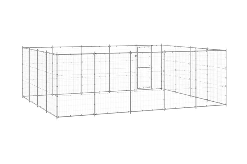Hundgård för utomhusbruk galvaniserat stål 24,2 m² - Silver - Hundmöbler - Hundgrind & hundstaket - Hundkoja & hundgård