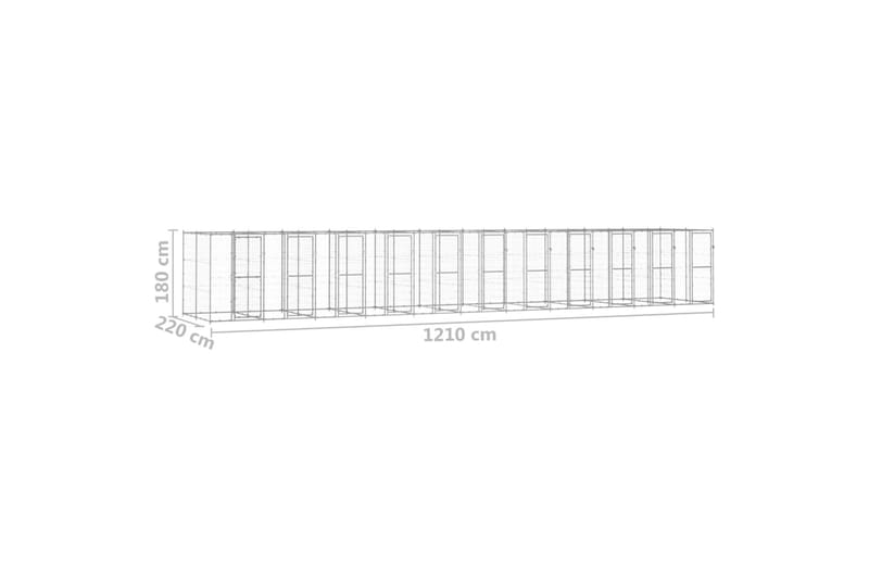 Hundgård för utomhusbruk galvaniserat stål 26,62 m² - Silver - Hundmöbler - Hundgrind & hundstaket - Hundkoja & hundgård