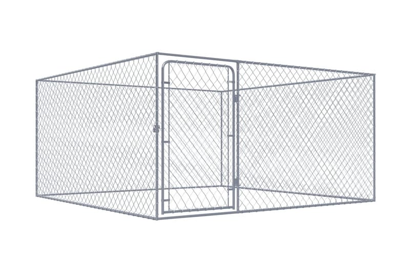 Hundgård för utomhusbruk galvaniserat stål 2x2x1 m - Silver - Hundmöbler - Hundkoja & hundgård