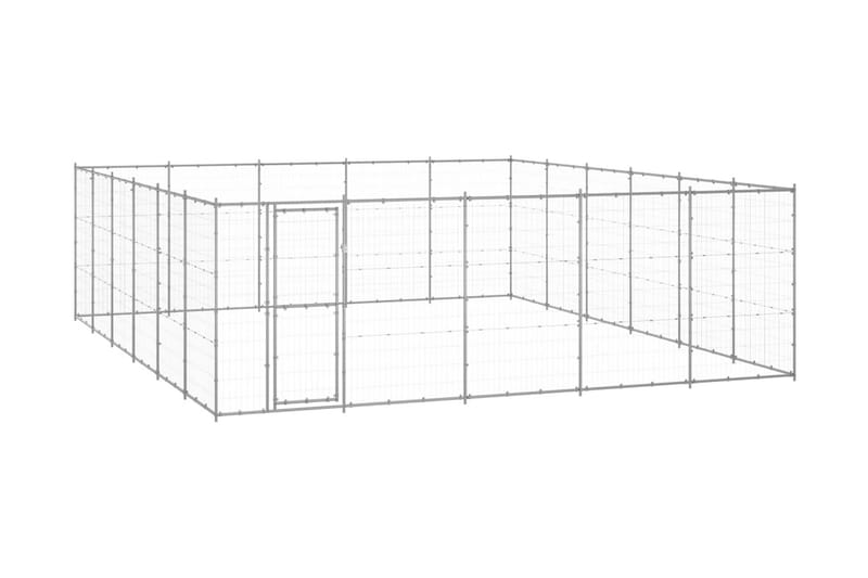 Hundgård för utomhusbruk galvaniserat stål 36,3 m² - Silver - Hundmöbler - Hundgrind & hundstaket - Hundkoja & hundgård