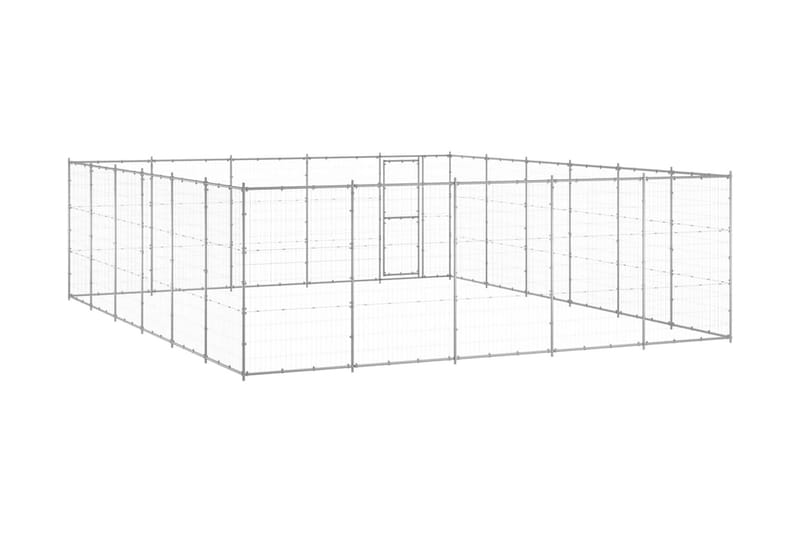 Hundgård för utomhusbruk galvaniserat stål 36,3 m² - Silver - Hundmöbler - Hundgrind & hundstaket - Hundkoja & hundgård