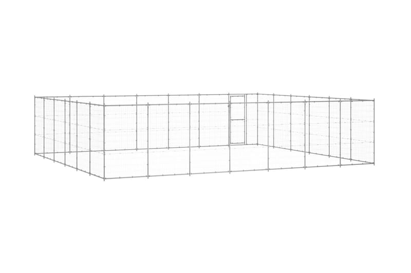 Hundgård för utomhusbruk galvaniserat stål 50,82 m² - Silver - Hundmöbler - Hundgrind & hundstaket - Hundkoja & hundgård