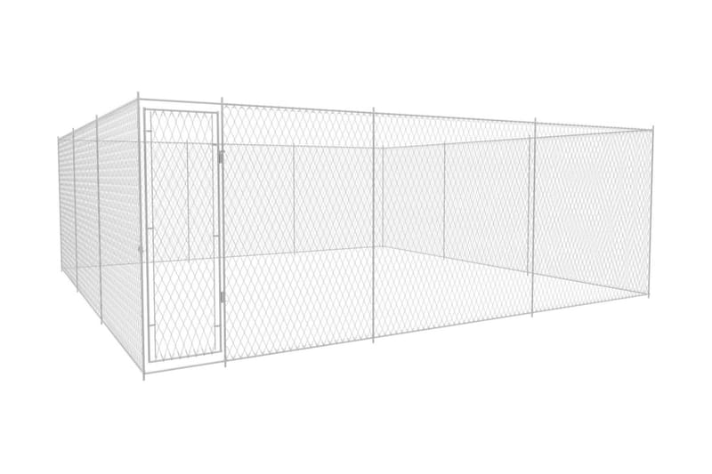Hundgård för utomhusbruk galvaniserat stål 570x570x185 cm - Silver - Sport & fritid - För djuren - För hund - Hundmöbler