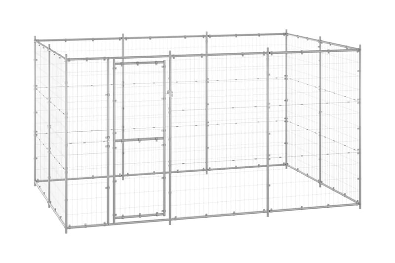Hundgård för utomhusbruk galvaniserat stål 7,26 m² - Silver - Hundmöbler - Hundkoja & hundgård - Hundgrind & hundstaket