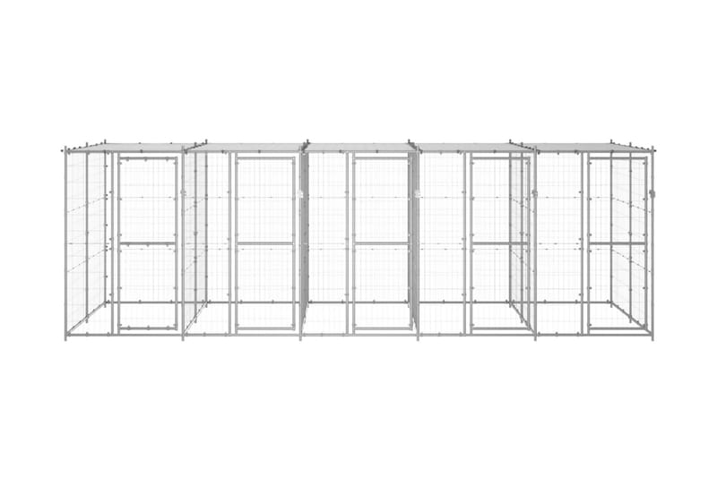 Hundgård för utomhusbruk galvaniserat stål med tak 12,1 m² - Silver - Sport & fritid - För djuren - För hund - Hundmöbler