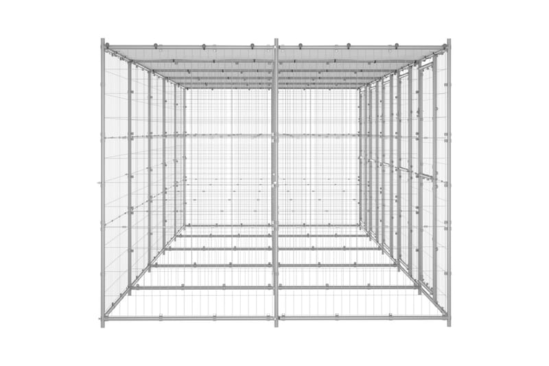 Hundgård för utomhusbruk galvaniserat stål med tak 12,1 m² - Silver - Sport & fritid - För djuren - För hund - Hundmöbler