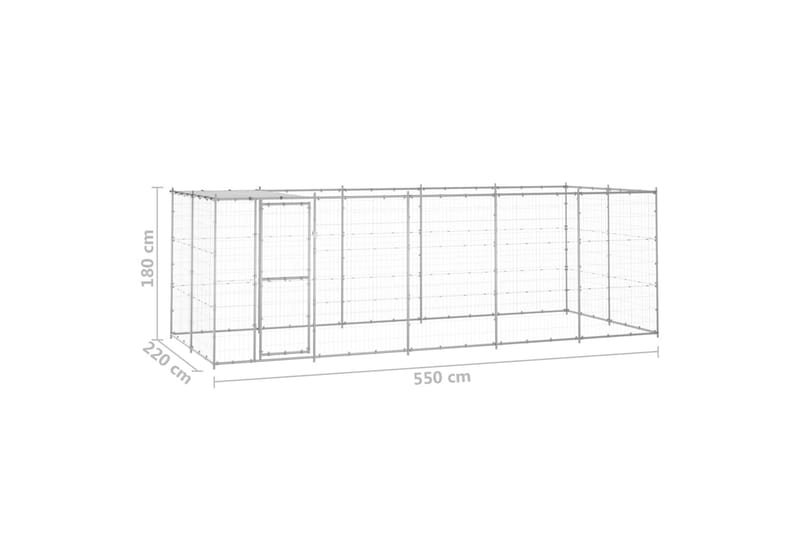 Hundgård för utomhusbruk galvaniserat stål med tak 12,1 m² - Silver - Sport & fritid - För djuren - För hund - Hundmöbler
