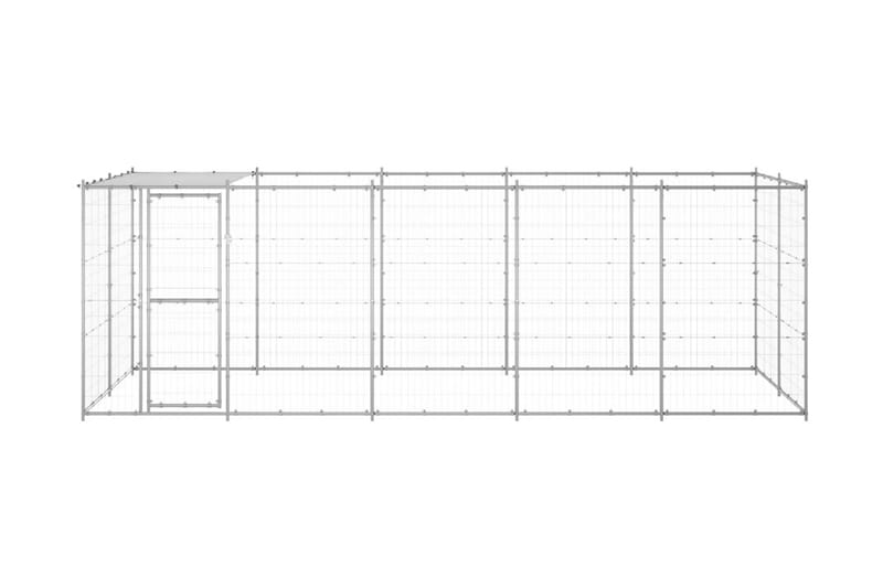 Hundgård för utomhusbruk galvaniserat stål med tak 12,1 m² - Silver - Sport & fritid - För djuren - För hund - Hundmöbler