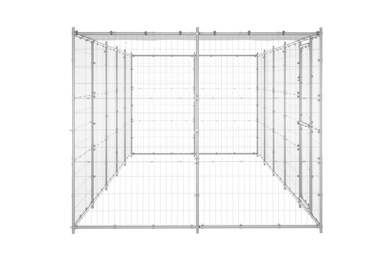 Hundgård för utomhusbruk galvaniserat stål med tak 12,1 m² - Silver - Sport & fritid - För djuren - För hund - Hundmöbler