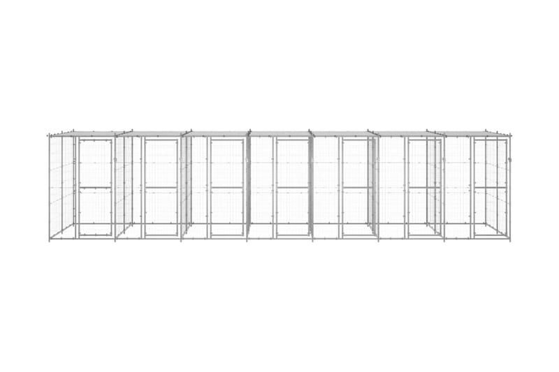 Hundgård för utomhusbruk galvaniserat stål med tak 16,94 m² - Silver - Hundmöbler - Hundgrind & hundstaket - Hundkoja & hundgård