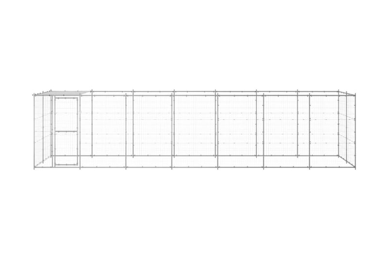 Hundgård för utomhusbruk galvaniserat stål med tak 16,94 m² - Silver - Sport & fritid - För djuren - För hund - Hundmöbler