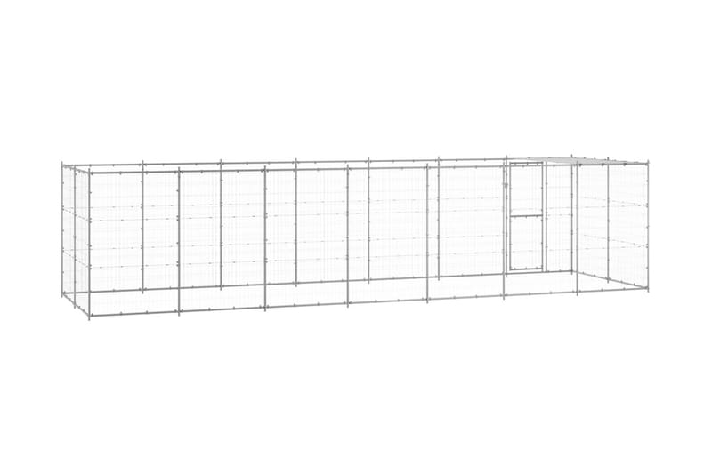 Hundgård för utomhusbruk galvaniserat stål med tak 16,94 m² - Silver - Sport & fritid - För djuren - För hund - Hundmöbler
