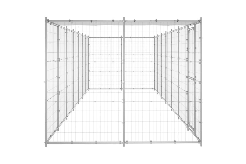 Hundgård för utomhusbruk galvaniserat stål med tak 16,94 m² - Silver - Sport & fritid - För djuren - För hund - Hundmöbler