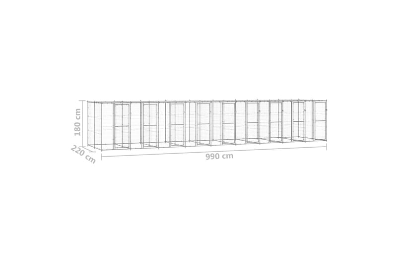 Hundgård för utomhusbruk galvaniserat stål med tak 21,78 m² - Silver - Hundmöbler - Hundgrind & hundstaket - Hundkoja & hundgård