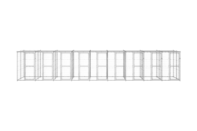 Hundgård för utomhusbruk galvaniserat stål med tak 21,78 m² - Silver - Hundmöbler - Hundgrind & hundstaket - Hundkoja & hundgård