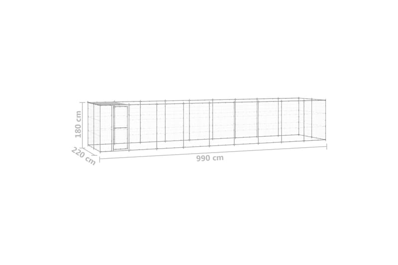 Hundgård för utomhusbruk galvaniserat stål med tak 21,78 m² - Silver - Hundmöbler - Hundgrind & hundstaket - Hundkoja & hundgård