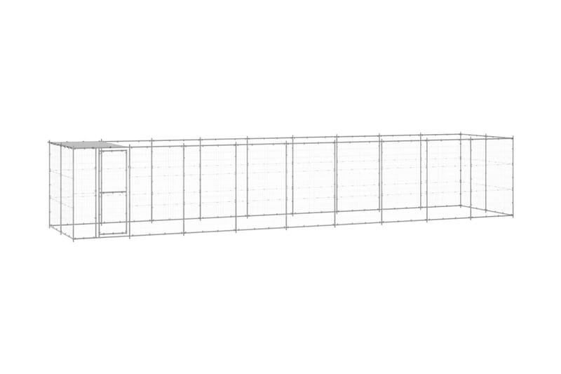 Hundgård för utomhusbruk galvaniserat stål med tak 21,78 m² - Silver - Hundmöbler - Hundkoja & hundgård - Hundgrind & hundstaket