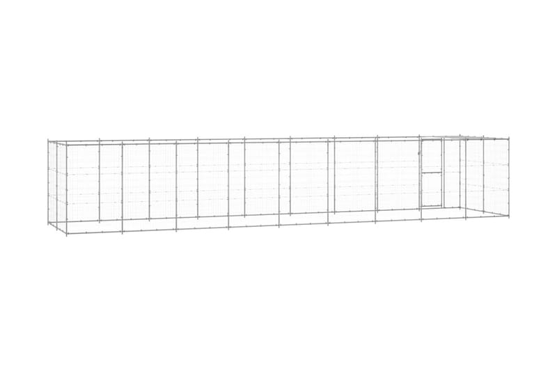 Hundgård för utomhusbruk galvaniserat stål med tak 21,78 m² - Silver - Sport & fritid - För djuren - För hund - Hundmöbler